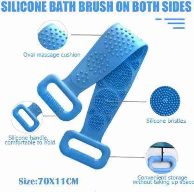 7275 Silicone Body Back Scrubber Double Side Bathing Brush For Skin Deep Cleaning Wukusy