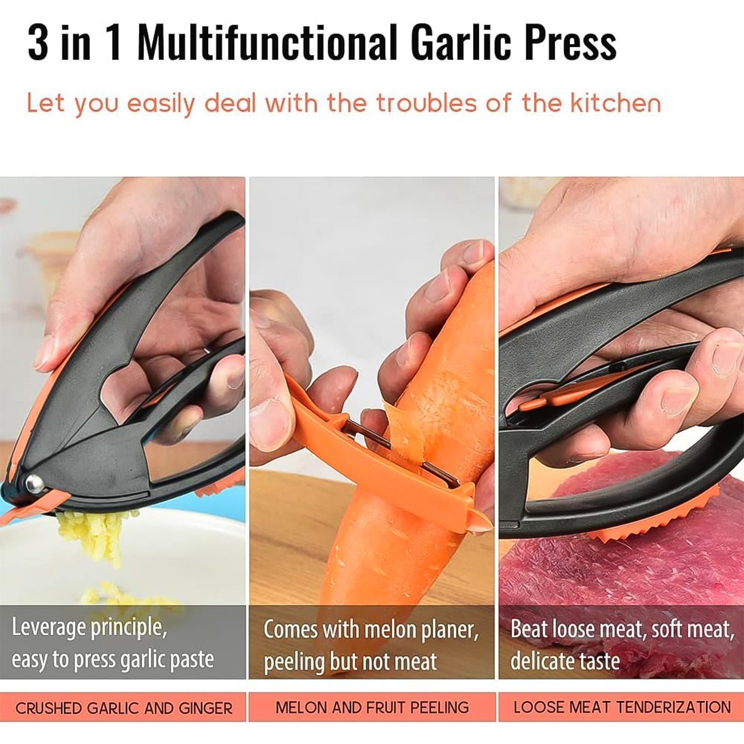Multifunctional Garlic Press Garlic Mincing  Crushing Tool (1 Pc) Wukusy