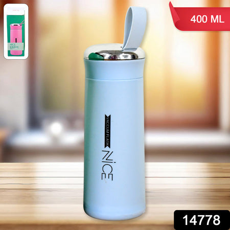 Water Bottle 400ml Leak Proof Glass Water Bottle With Daily Water Intake For Gym And Children Nice Bottle (1 Pc  Light Blue Color) Wukusy