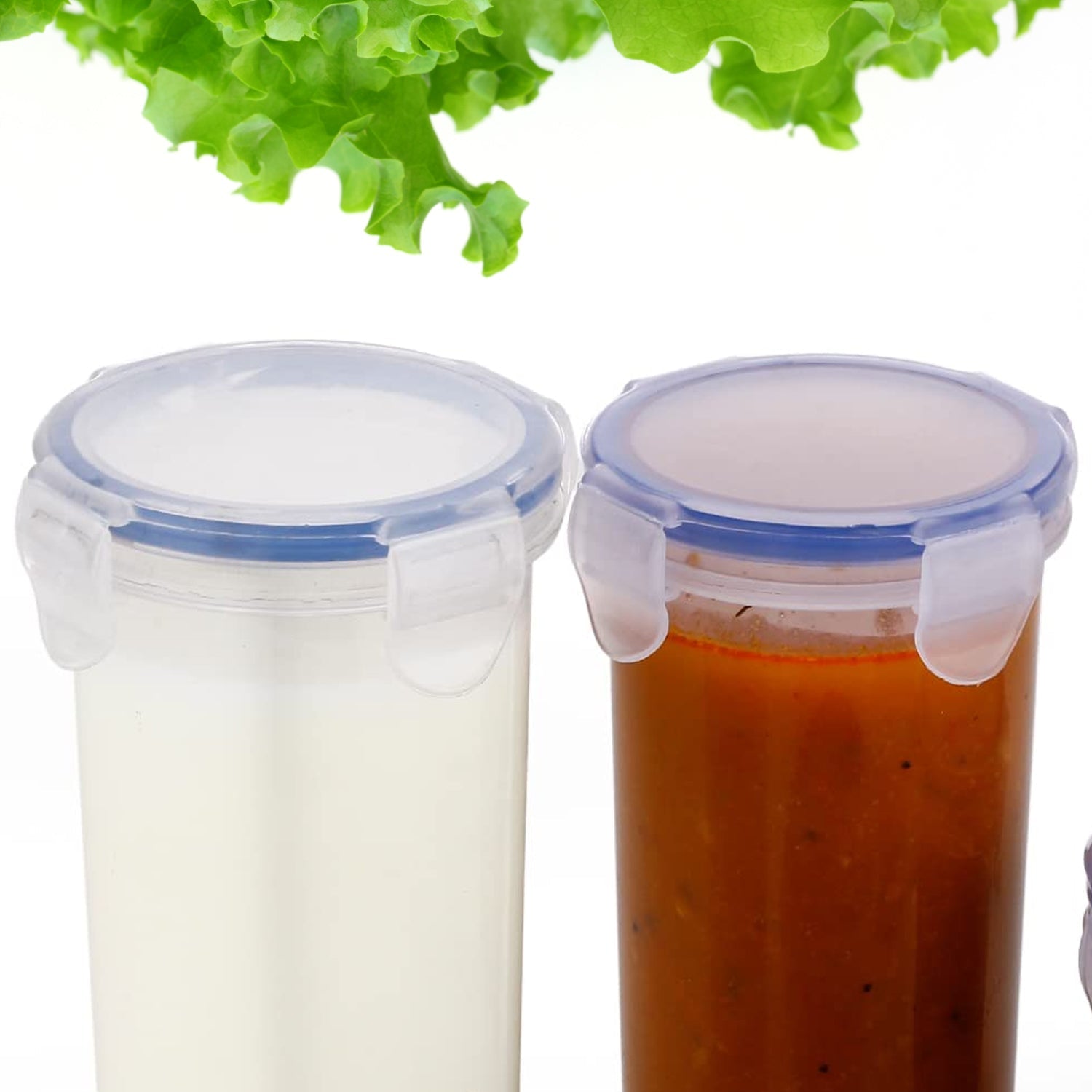 5830 Plastic Liquid Round Airtight Food Storage Container With Leak Proof Locking Lid Bpa Free Container For Kitchen 5 Pcs Set (Transparent  ( Approx Capacity 110 Ml160 Ml210 Ml400 Ml500 Ml) Wukusy