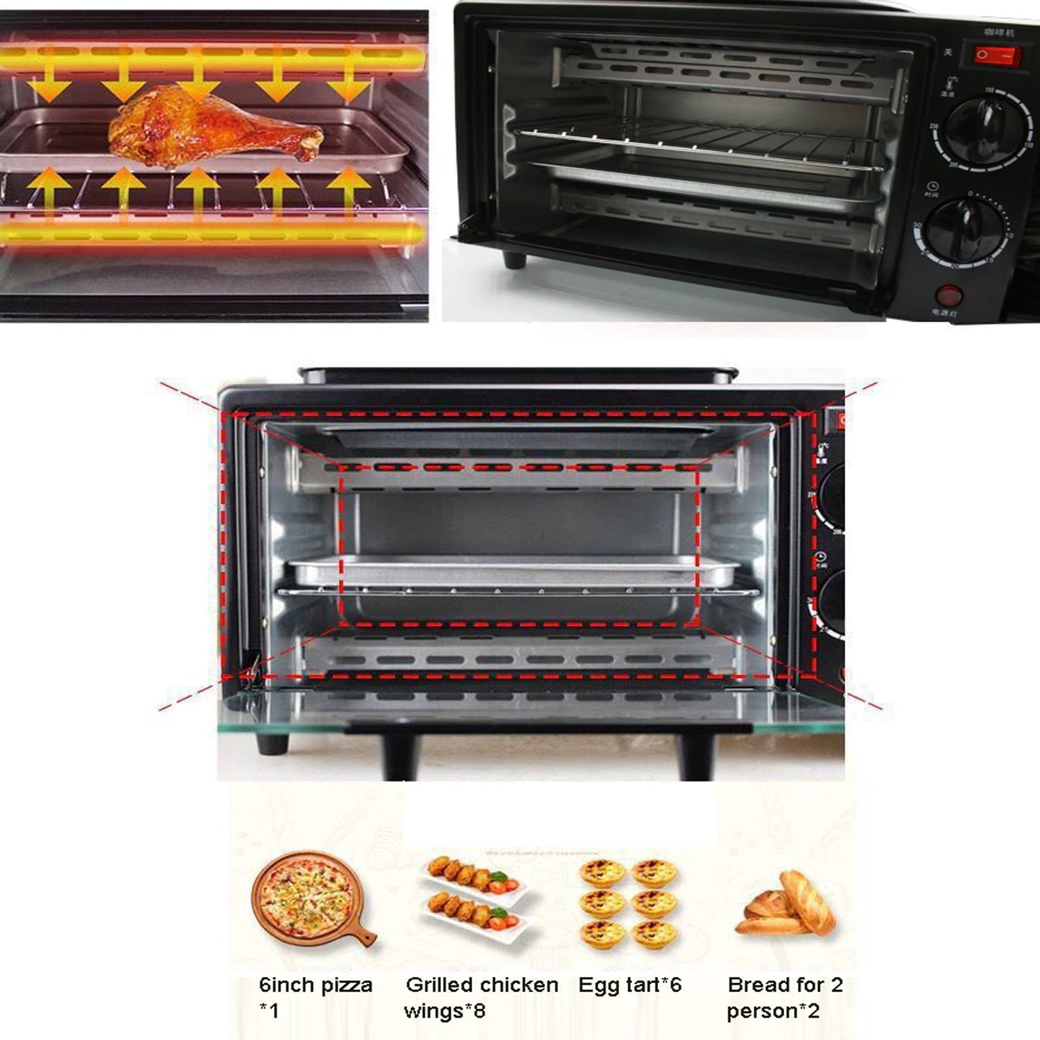 2788 3 In 1 Breakfast Maker Portable Toaster Oven Grill Pan  Coffee Maker Full Breakfast Ready At One Go Wukusy