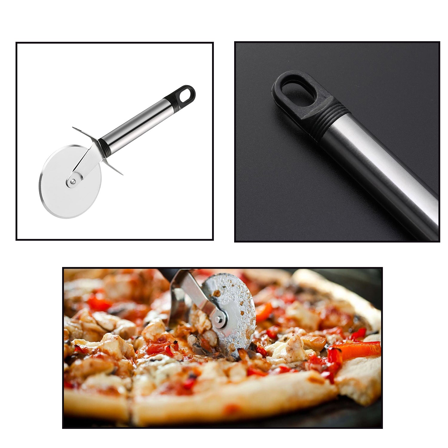 2732 Stainless Steel Pizza Cutter Pastry Cake Slicer Sharp Wheel Type Wukusy