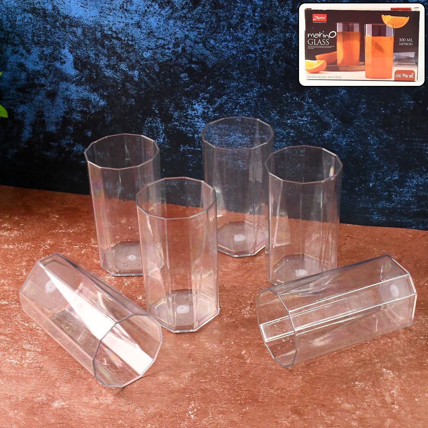 Apex Merino N Glass Unbreakable Plastic Drinking Glass Set (6pc300ml) Approx Wukusy