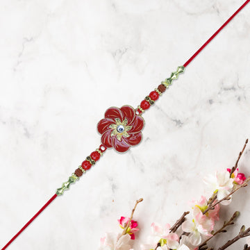 Red Floral Designer Rakhi Wukusy
