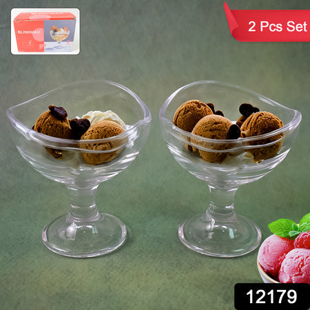 Glass Footed Dessert Bowl Ice Cream Cup (2 Pcs Set) Wukusy