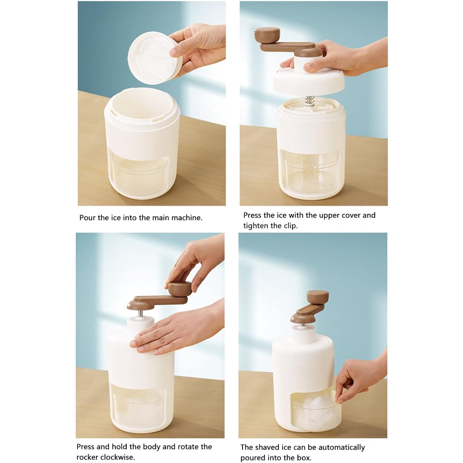 5771 Portable Gola Maker Ice Crusher And Shaved Ice Machine Hand Shaved Ice Machine Manual Fruit Smoothie Machine Mini Household Ice Shaver Small Ice Crusher Wukusy