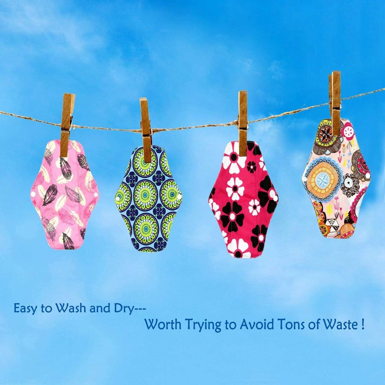 Reusable Cloth Sanitary Pads For Women (4 Pc  Set) Wukusy