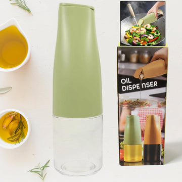 8214 Oil Dispenser 500ml Cooking Oil Dispensing Cruets Oil Bottle With Automatic Open Lid Kitchen Glass Oil Pot Cooking Oil Bottle For Kitchen Grilling Frying (500 Ml) Wukusy