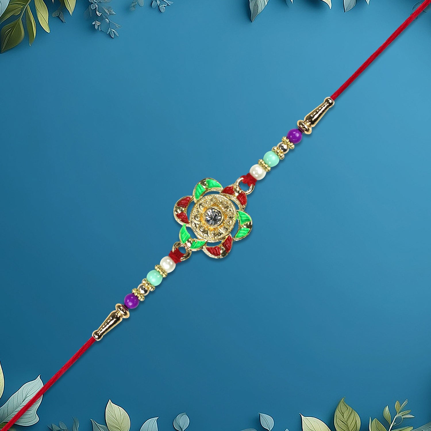 Gold-plated Floral Rakhi Wukusy