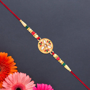 Sacred Kalash Design Rakhi With Embellished Beads And Red Thread Wukusy