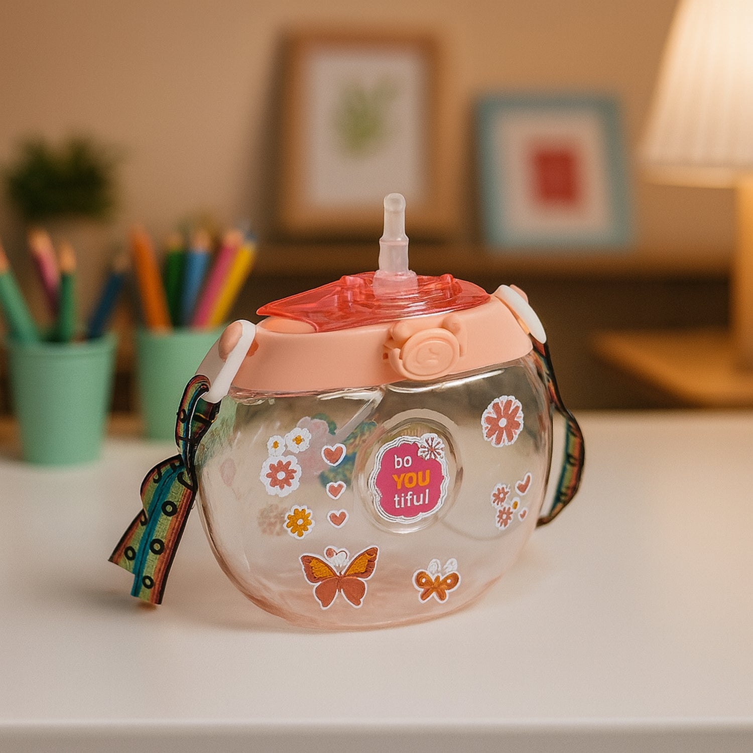 Round Belly Shape Kids Water Bottle (400ml  1 Set ) Wukusy