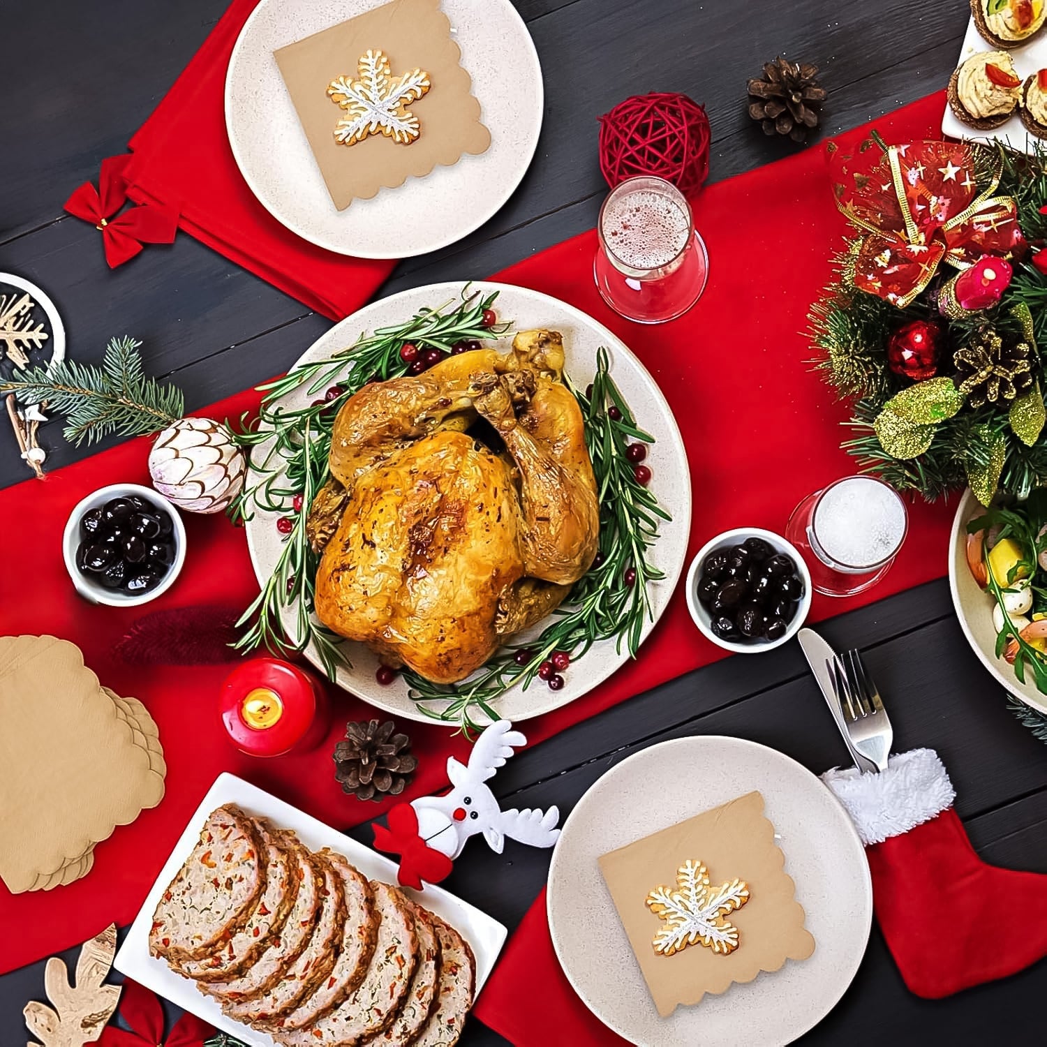 Disposable Scalloped Edge Tissue Napkins Set (120 Pc) Wukusy