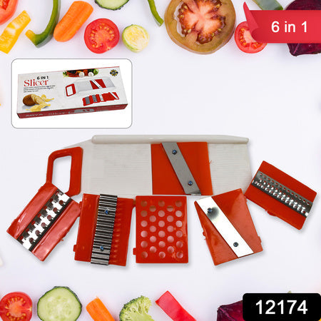 Plastic 6 In 1 Vegetables Slicer Cutter And Fruit Dicer Grater (1 Set) Wukusy