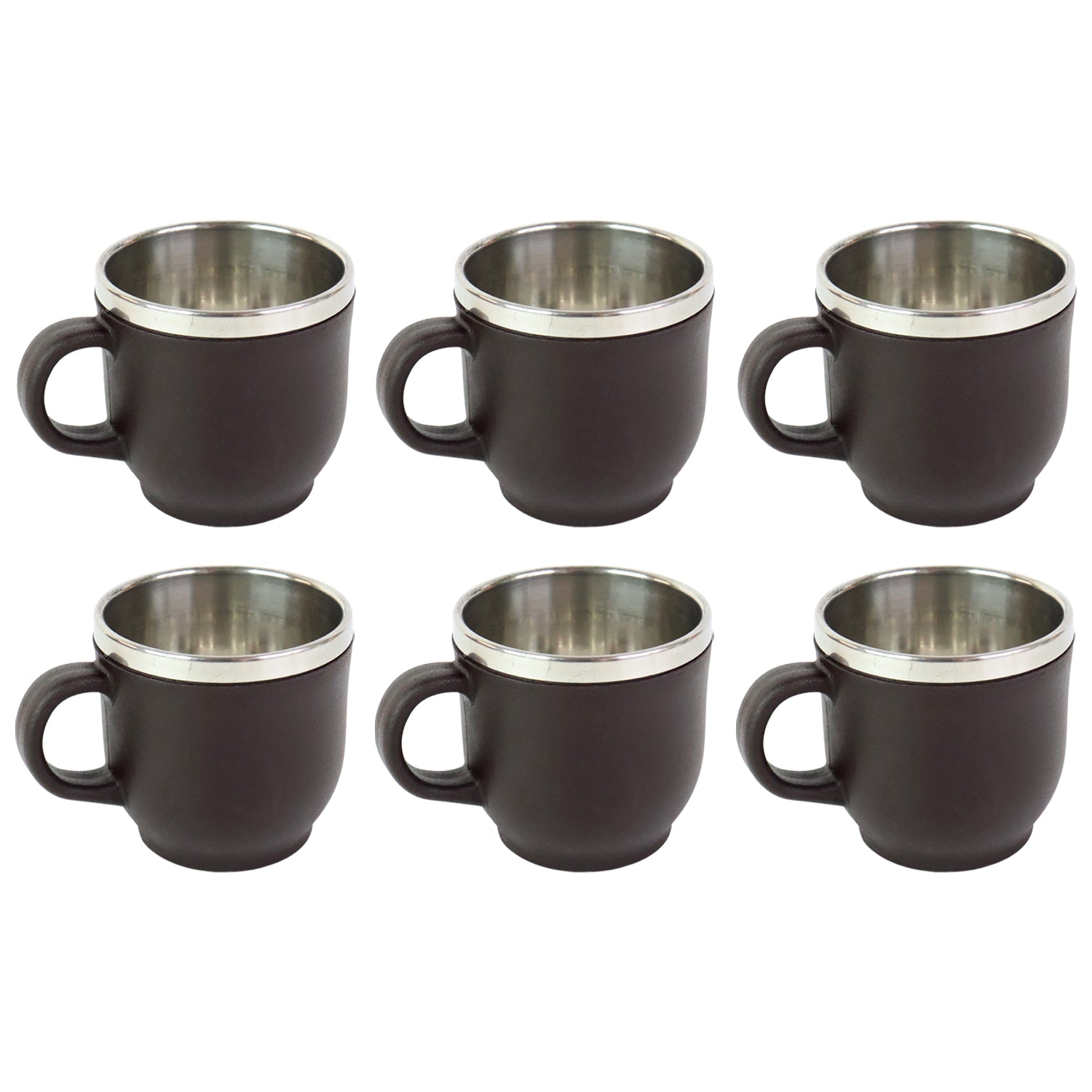 Apex Premium Double Wall Stainless Steel Cappuccino Mug Gift Set (6 Pc  100 Ml) Wukusy