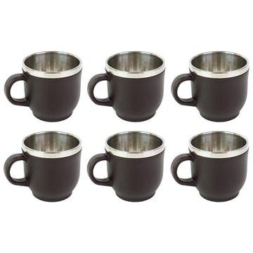Apex Premium Double Wall Stainless Steel Cappuccino Mug Gift Set (6 Pc  100 Ml) Wukusy