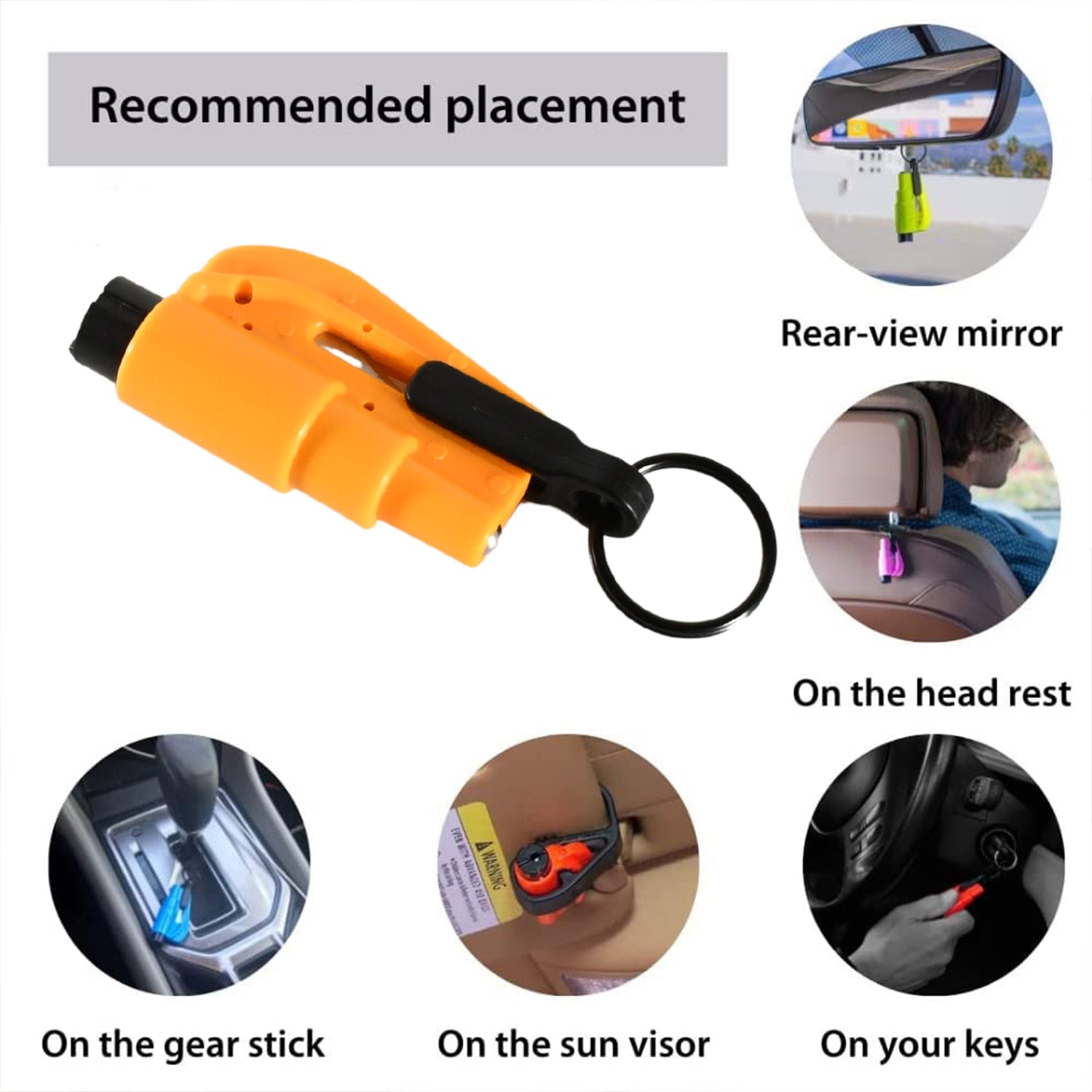 8761 2 In 1 Emergency Safety Cutter With Key Chain Small Portable Handy Emergency Safely Glass Breaking  Seat Belt Cutting Keychain Tool Wukusy