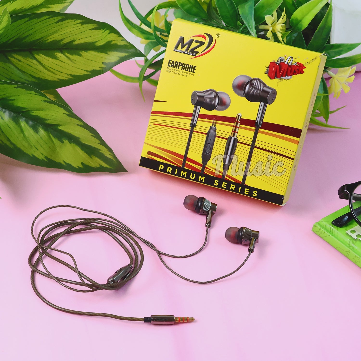 Premium Wired Earphones With Mic - (1 Pc) Wukusy