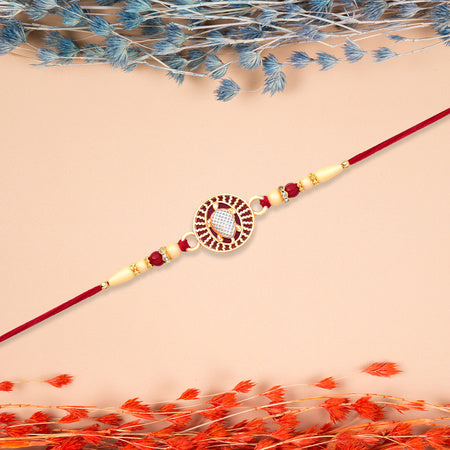 Designer Turtle Rakhi With Beaded Red Thread Wukusy