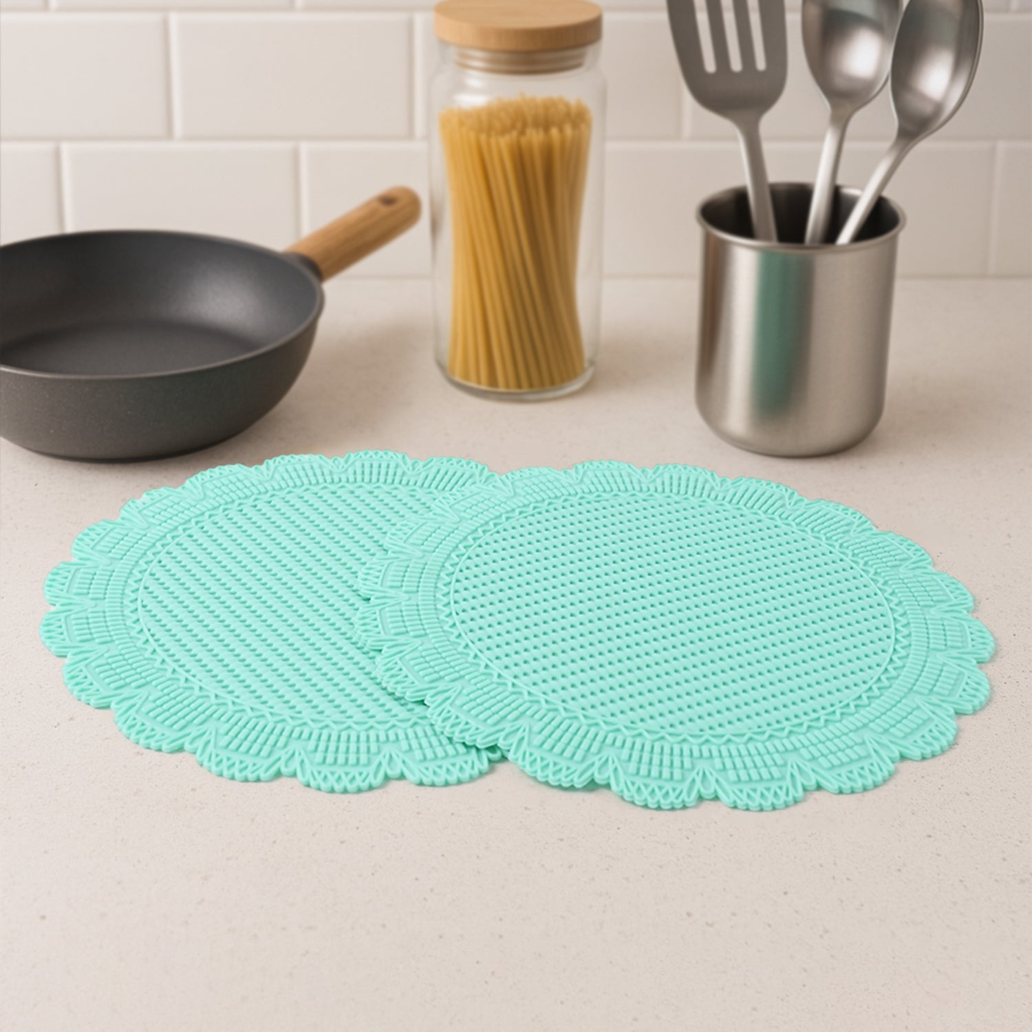 Silicone Round Heat Resistant Mat (2 Pc Set) Wukusy