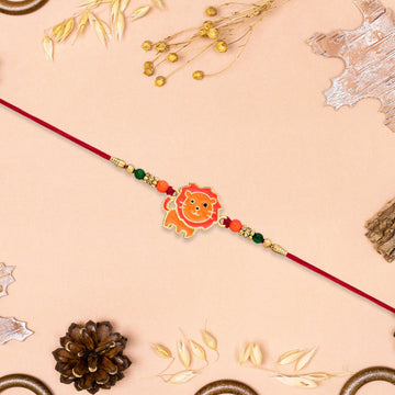 Cute Lion Kids Rakhi With Beaded Thread Wukusy