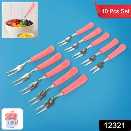 Premium Stainless Steel Fruit Fork Set  10 Pieces With Soft Non-slip Handle Wukusy