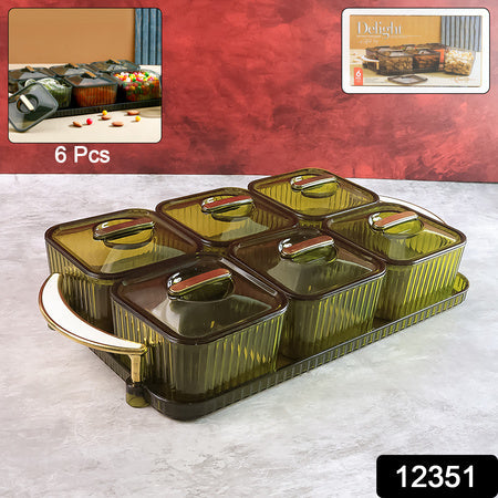 Liger Multipurpose Transparent Spice Jar Set With Tray And Lids 400ml Approx (6 Pc) Wukusy