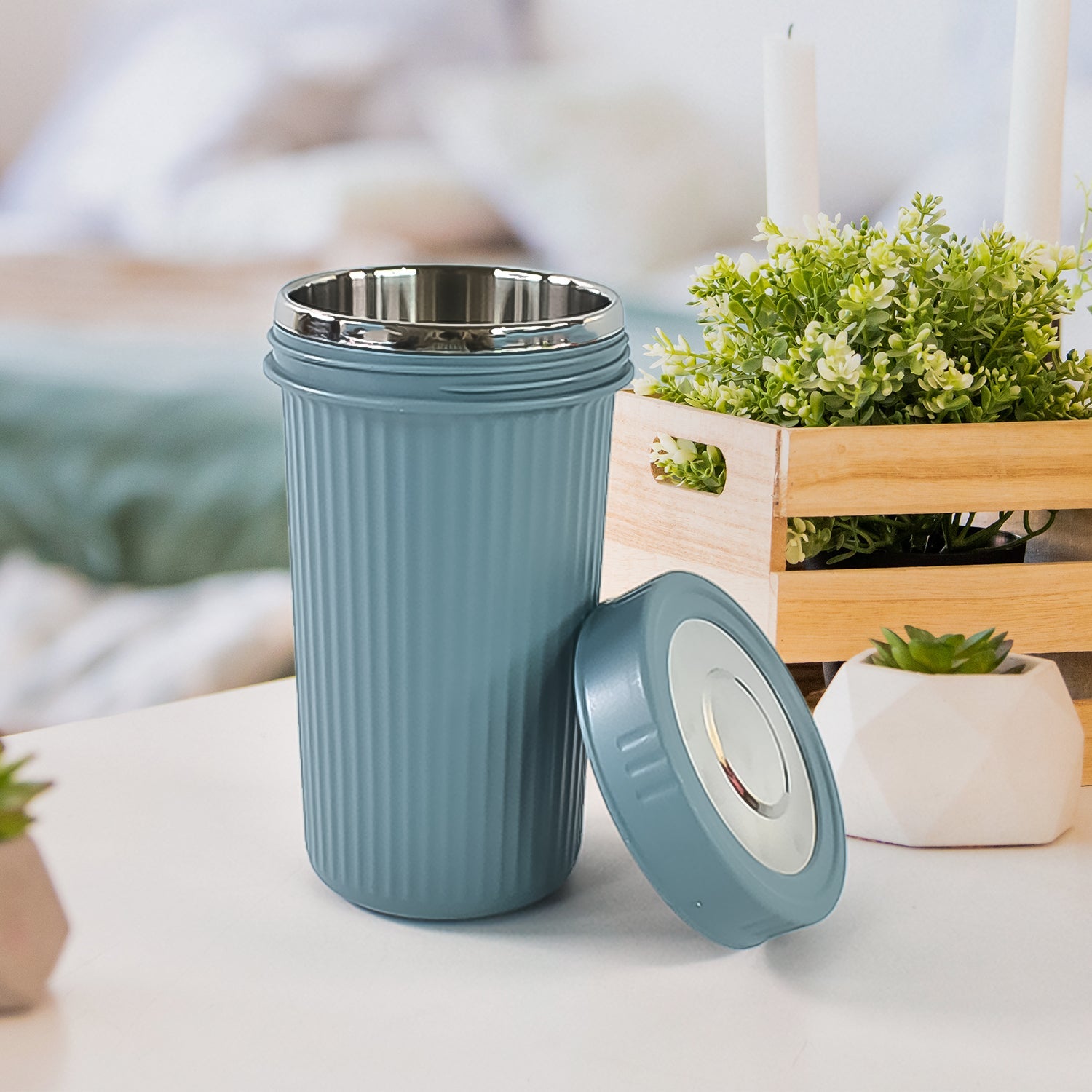 Apex Double Wall Inner Steel Travel Glass (500ml) Approx (1 Pc  Mix Color) Wukusy