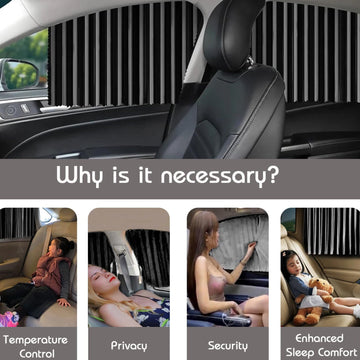 Curtain For Car Window  Heat  Sunshade Protection (4 Pcs With Curtain Hook  Adhesive Tap Set) Wukusy