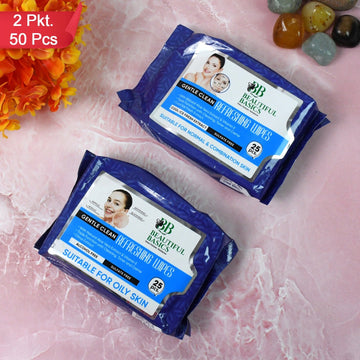 Beautiful Basics Normal  Oily Skin Face Wipes (2 Pkts X 50 Pcs Wipes) Wukusy