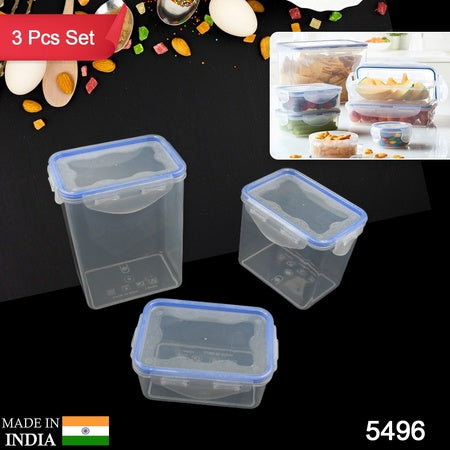 5496  Kitchen Storage Container Set With Food Grade Plastic And Air Seal Lock Lid For Storage Of Grocery Spices Dry Fruits Use For Home Office Restaurant Canteens (3 Piece Set) Wukusy