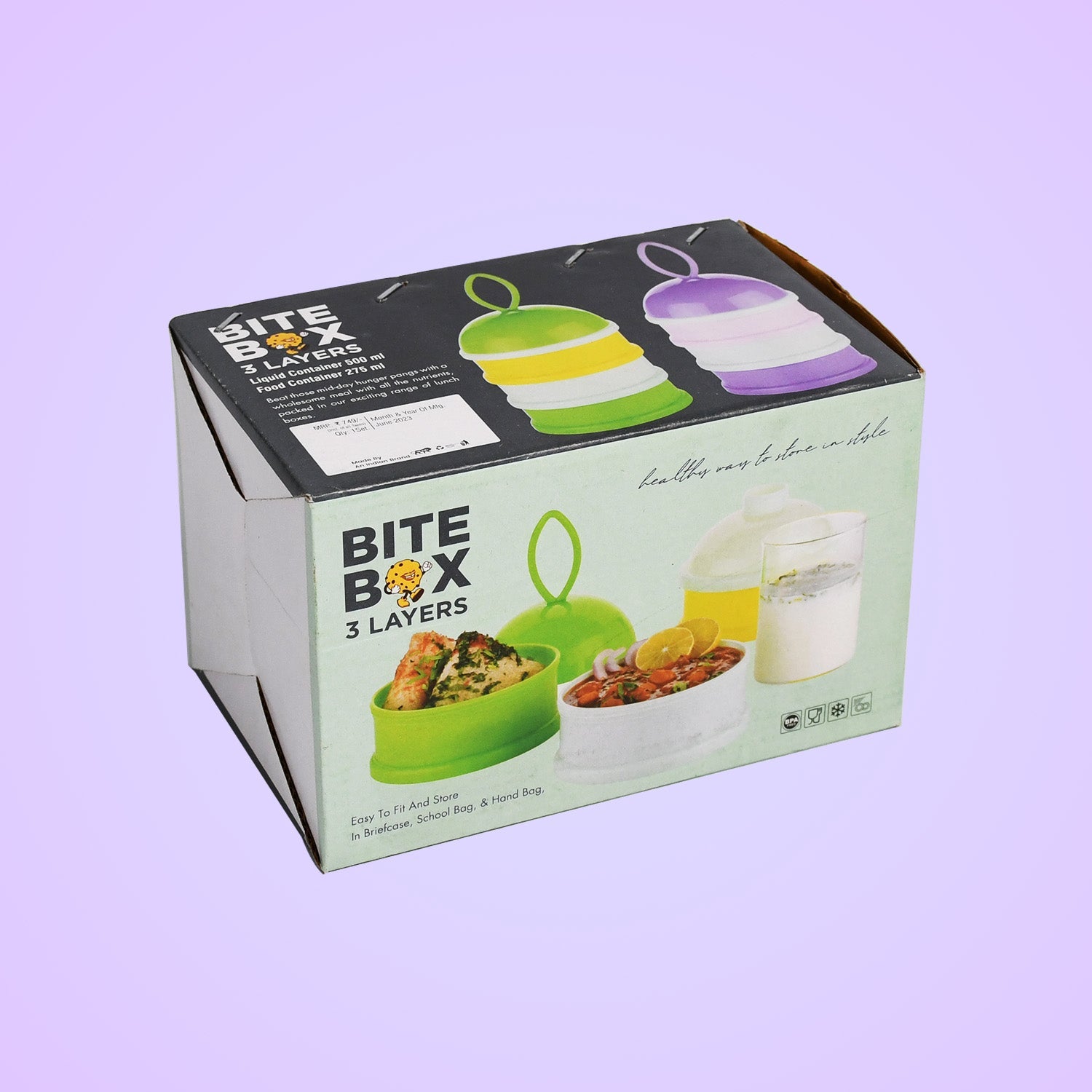 5924a  3 Layer Lunch Box Unique Design Bite Lunch Box With Liquid  Food Container Lunch Box (Green) Wukusy