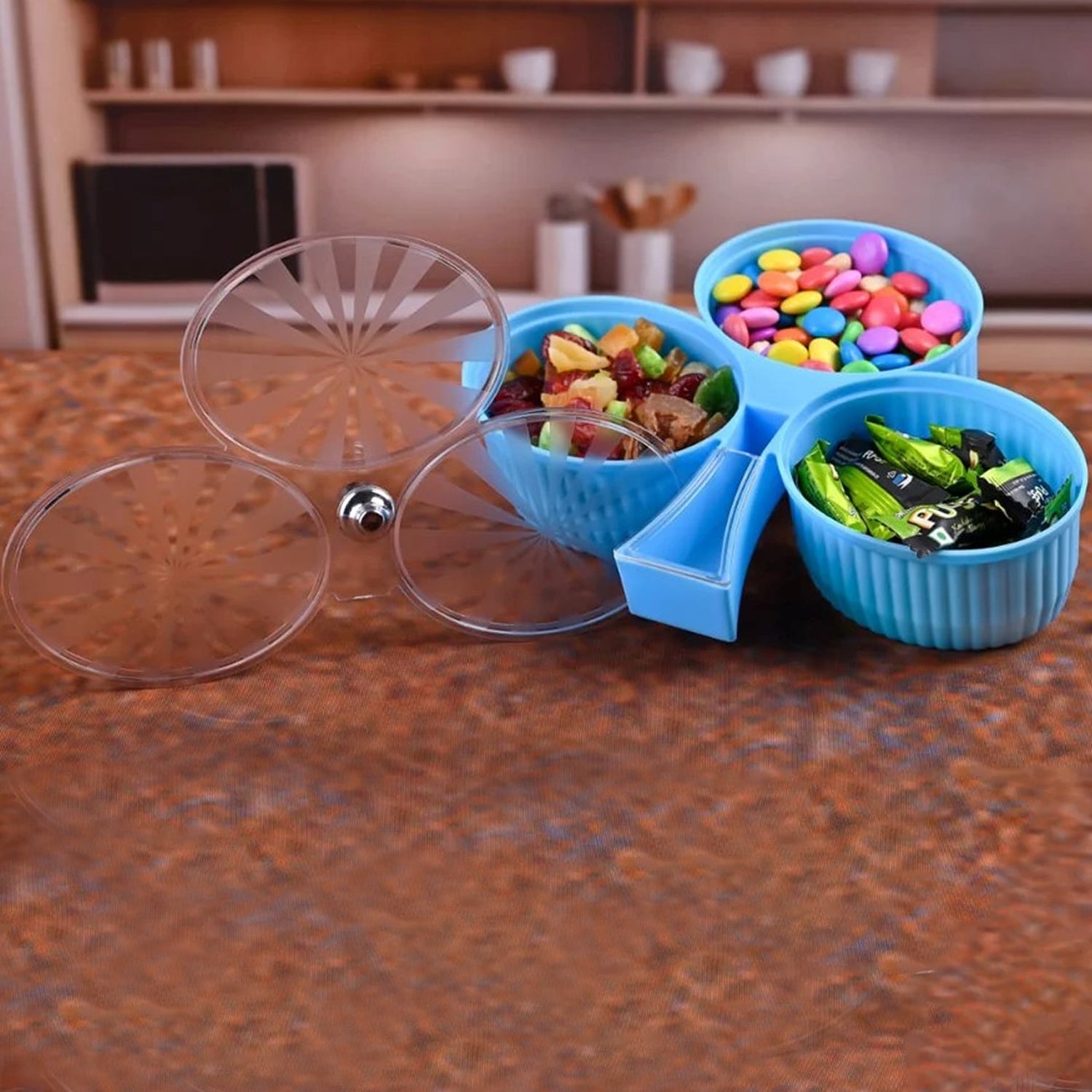 Premium 3-compartment Revolving Dry Fruit Box (1 Pc) Wukusy