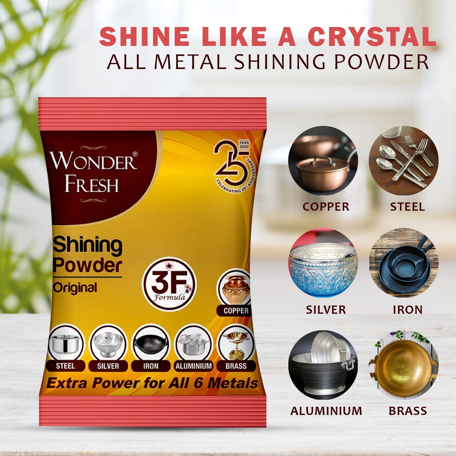 Shining Powder Cleans And Polishes Copper Brass Silver Aluminum Iron And Steel Removes Tarnish And Oxidation (200 Gm) Wukusy