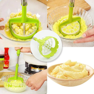 5768 Multi Functional One-handed Plastic Manual Mashed Potatoes Masher Mash Sweet Potato Masher With Comfort Grip And Stainless-steel Spring Design For Nonstick Pans (1 Pc) Wukusy