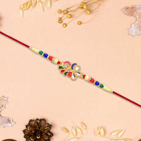 Multicolor Peacock Feather Rakhi Wukusy