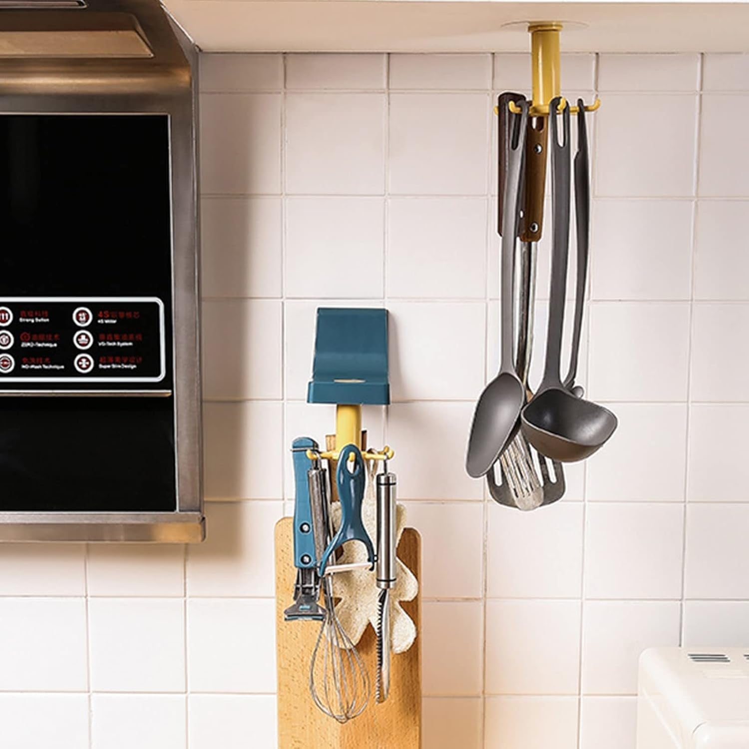 4605 360 Degree Rotating Self Adhesive Plastic Wall Hook Hanger Multifunctional Hanger With 6 Heavy Duty Claw Hooks Wukusy