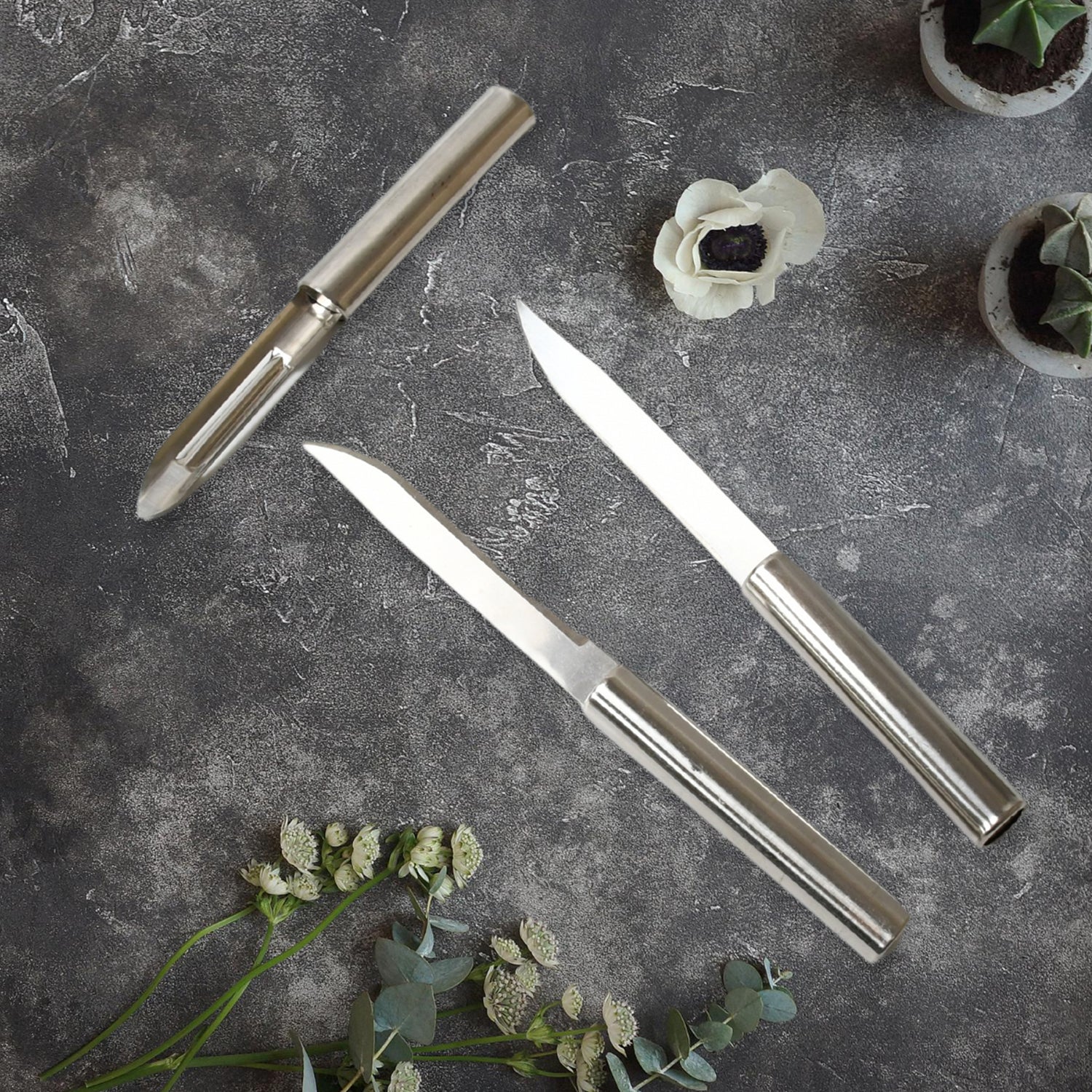 8243 Stainless Steel Multipurpose Sharp Cutting Knife With Non-slip Handle For Fruit Meat And Vegetable Chopping (Pack Of 3) Wukusy