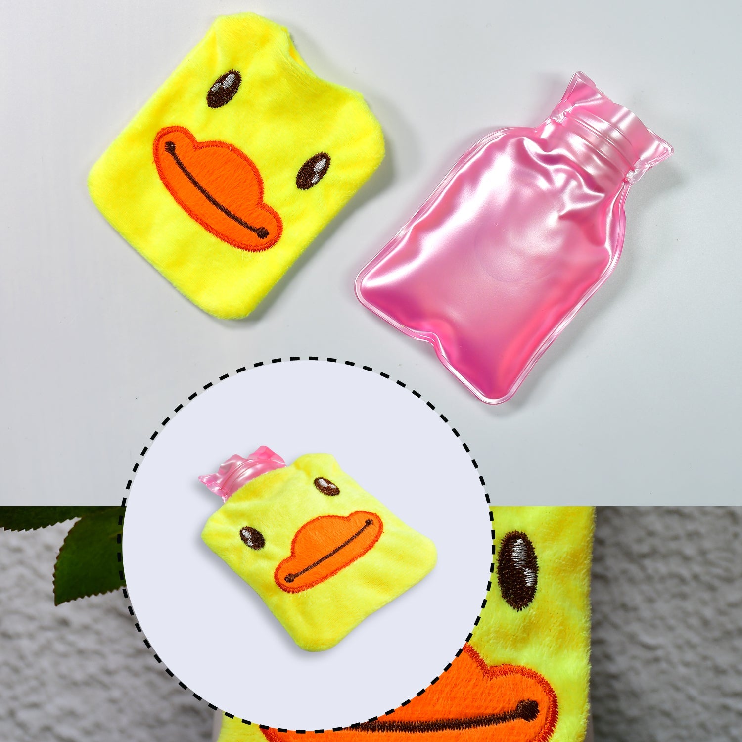 6511 Yellow Duck Small Hot Water Bag With Cover For Pain Relief Neck Shoulder Pain And Hand Feet Warmer Menstrual Cramps. Wukusy