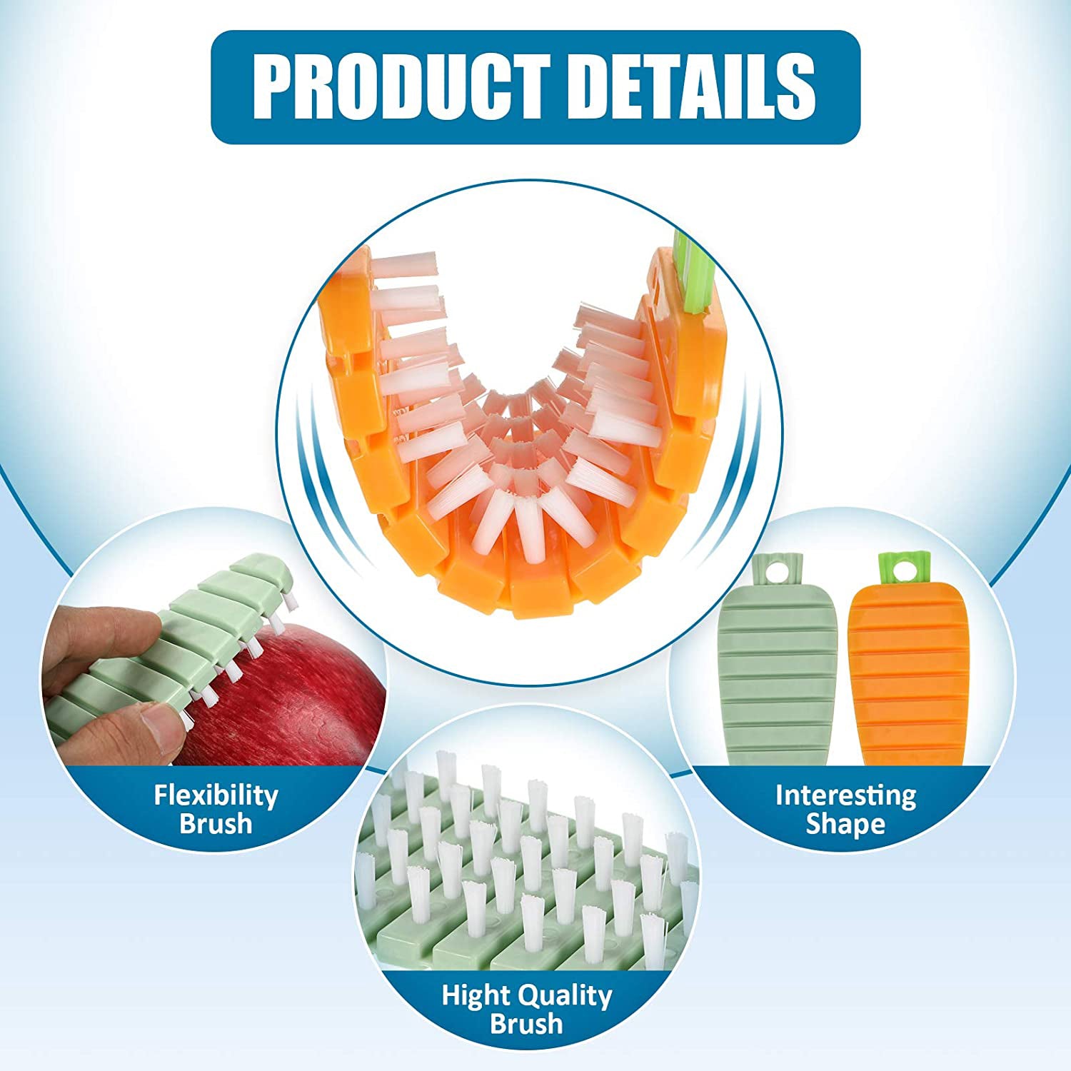 Plastic Fruit  Vegetable Brush (1 Pc) Wukusy