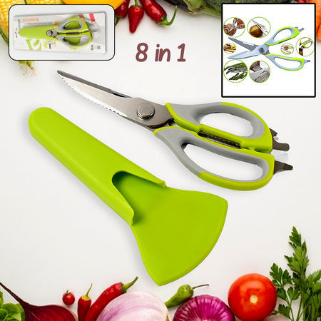 8193 Multi-purpose Kitchen Shears With Magnetic Holder Stainless Steel Red Multifunction Heavy Duty And Kitchen Scissors Wukusy