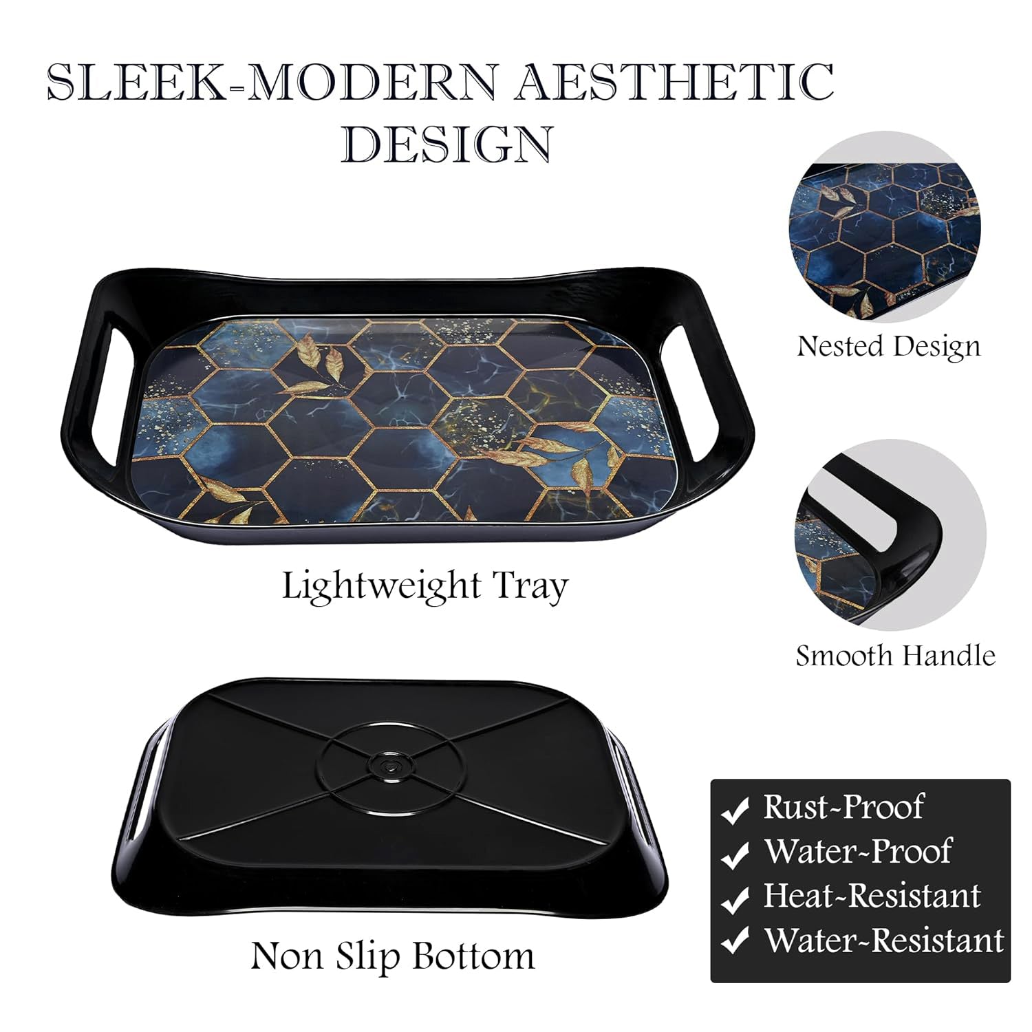 Premium Plastic Serving Tray (3 Pc) Wukusy