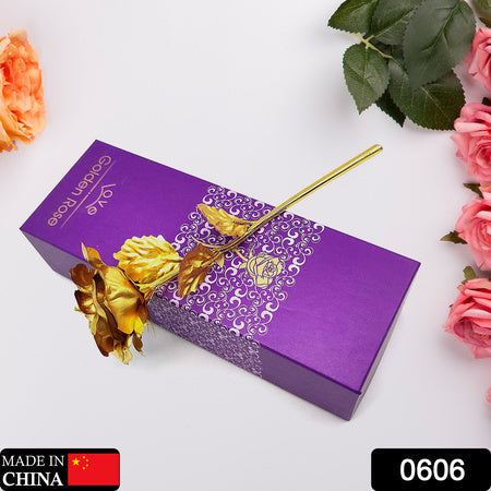 0606 Luxury Decorative Gold Plated Artificial Golden Rose With Premium Box Wukusy
