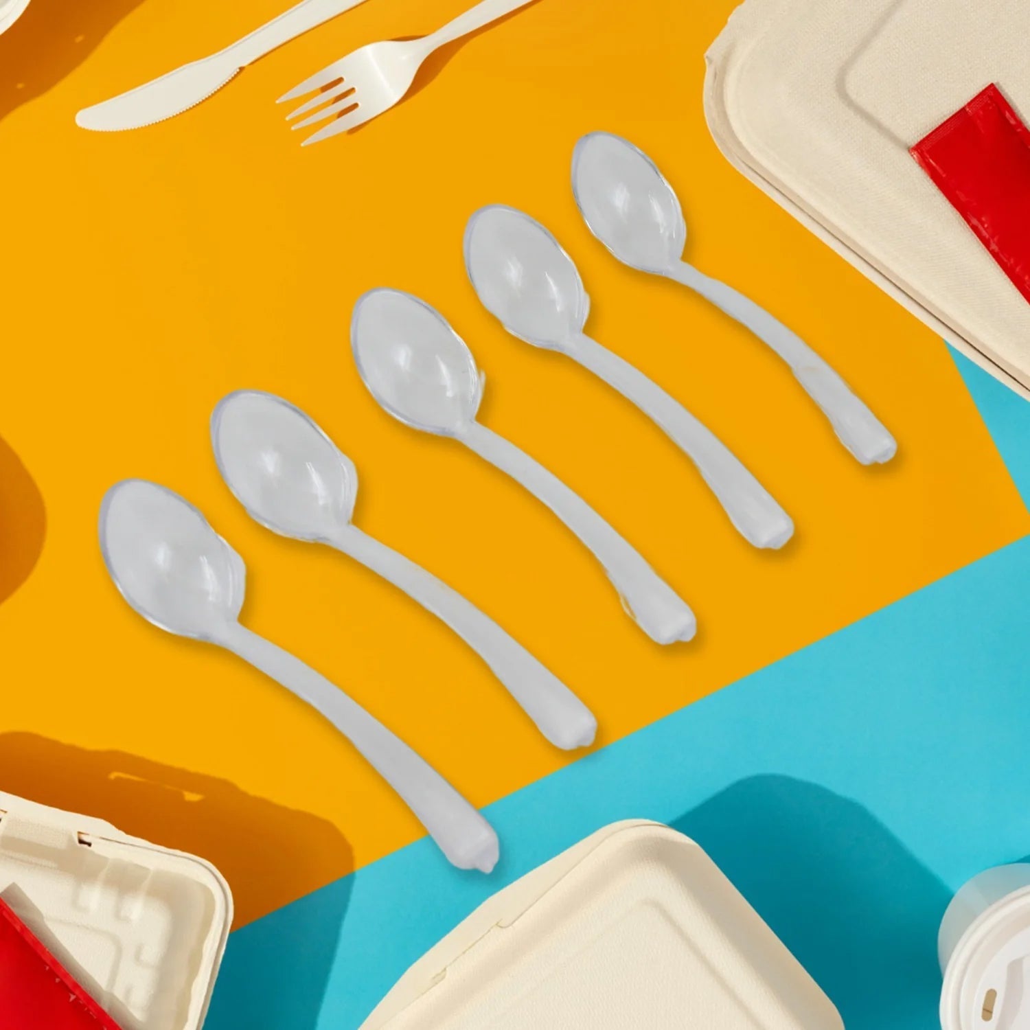 Rotating Spice Jars Vertical Rotatable Seasoning Box 5 Section  Tier With 5 Spoon (1 Set) Wukusy