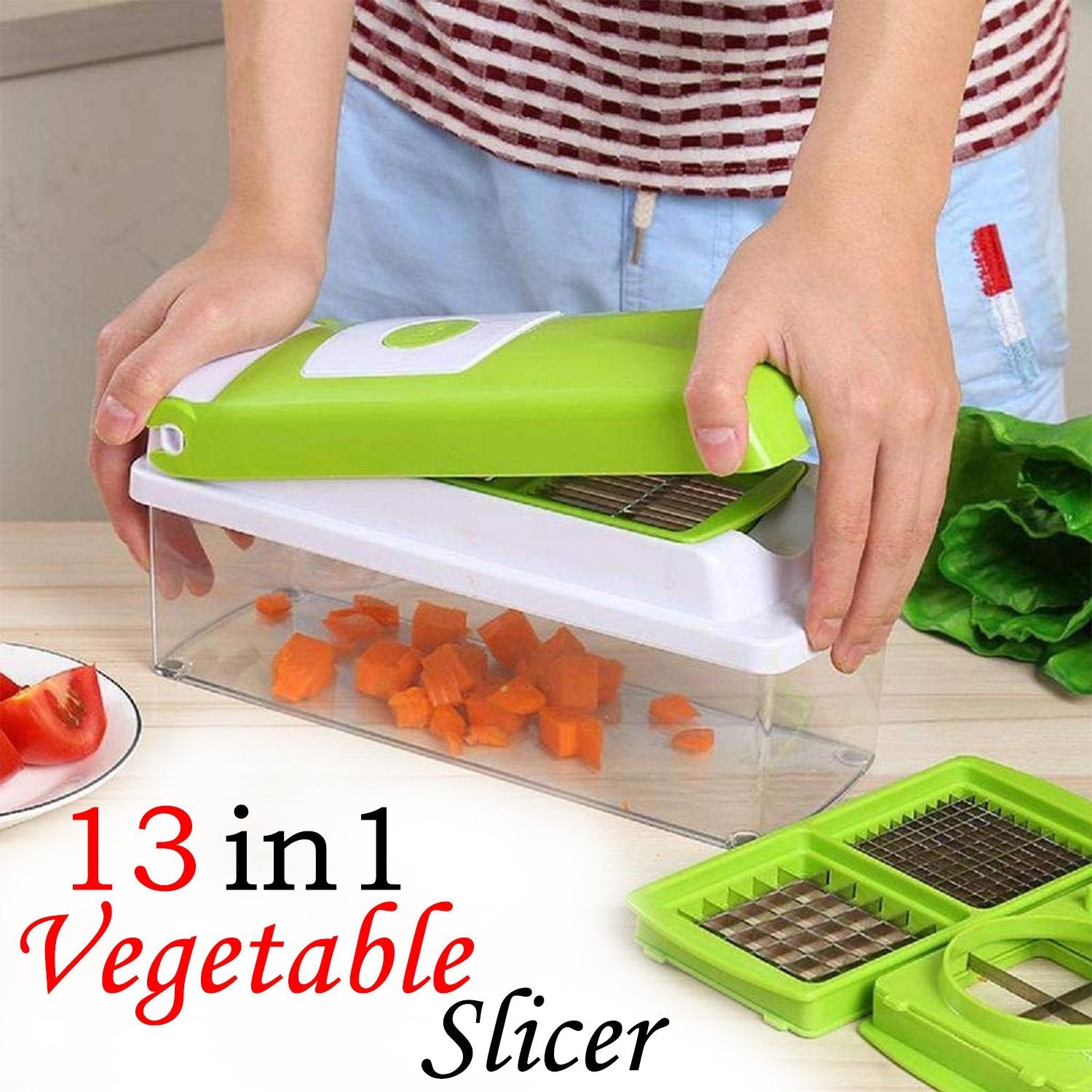 2489 Plastic 13-in-1 Manual Vegetable Graterchipser And Slicer Wukusy