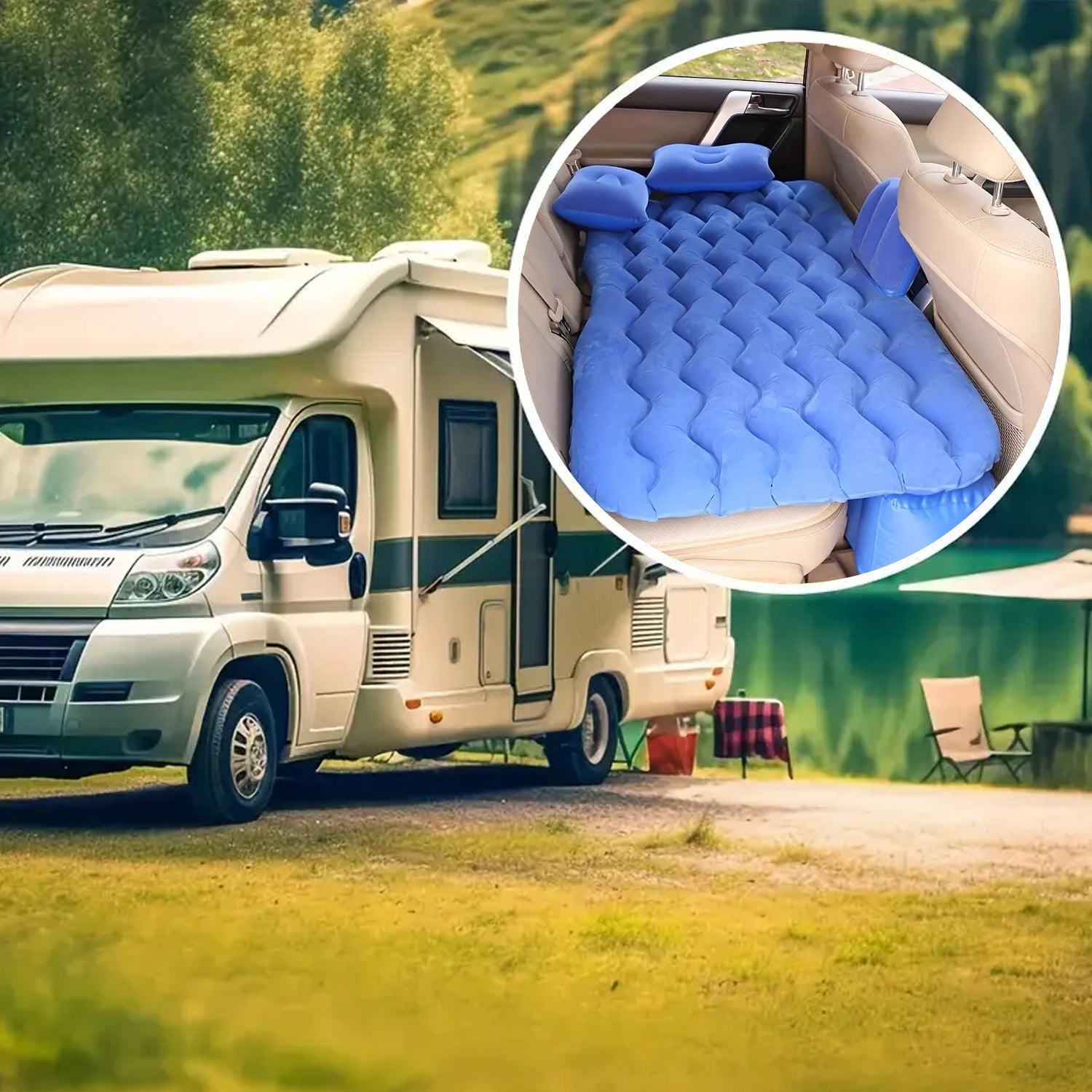 Portable Car Backseat Inflatable Air Mattress Bed (1 Pc) Wukusy