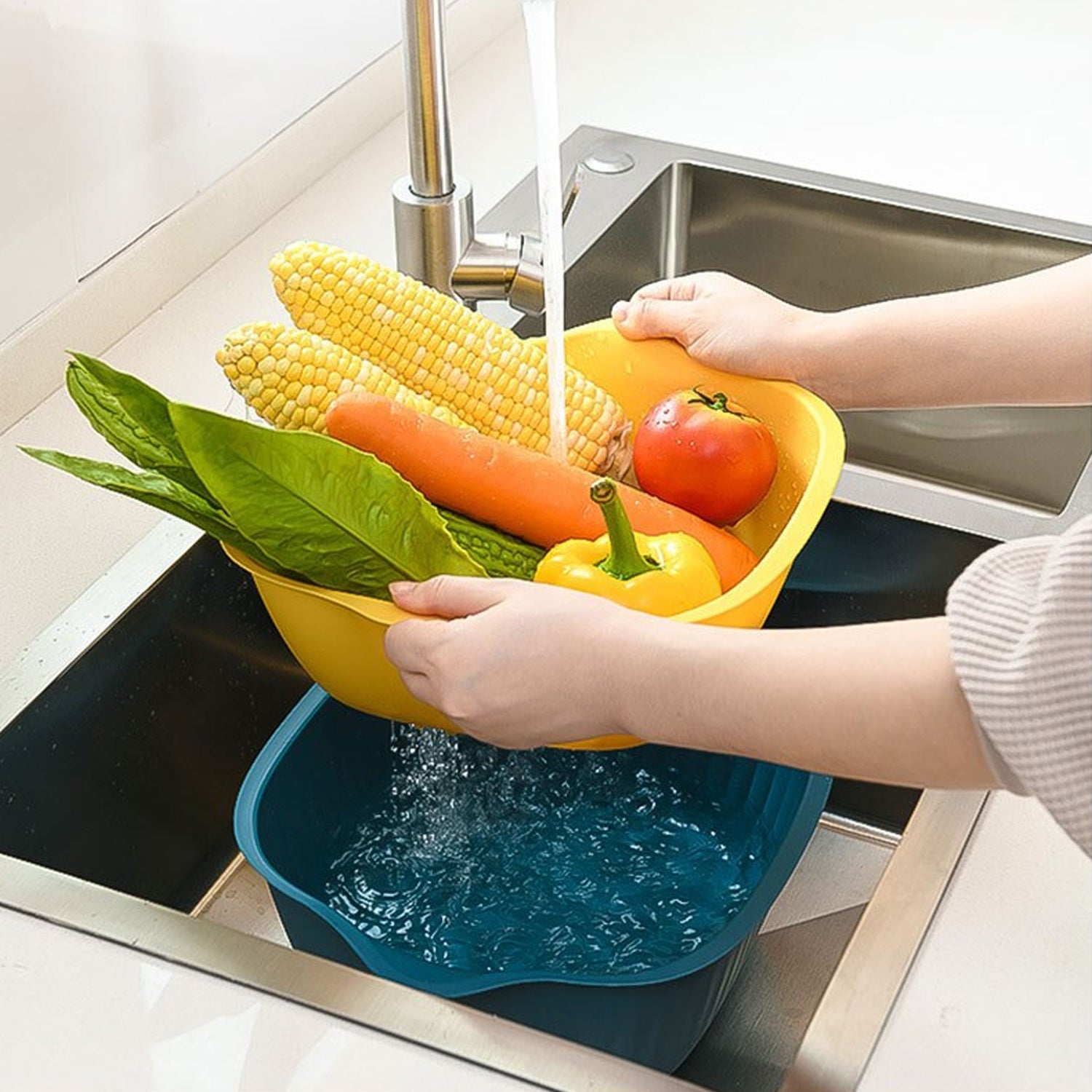 5228a  Kitchen Bowl Plastic Washing Bowl And Strainer Drainer Basket For Home  Kitchen Use Wukusy