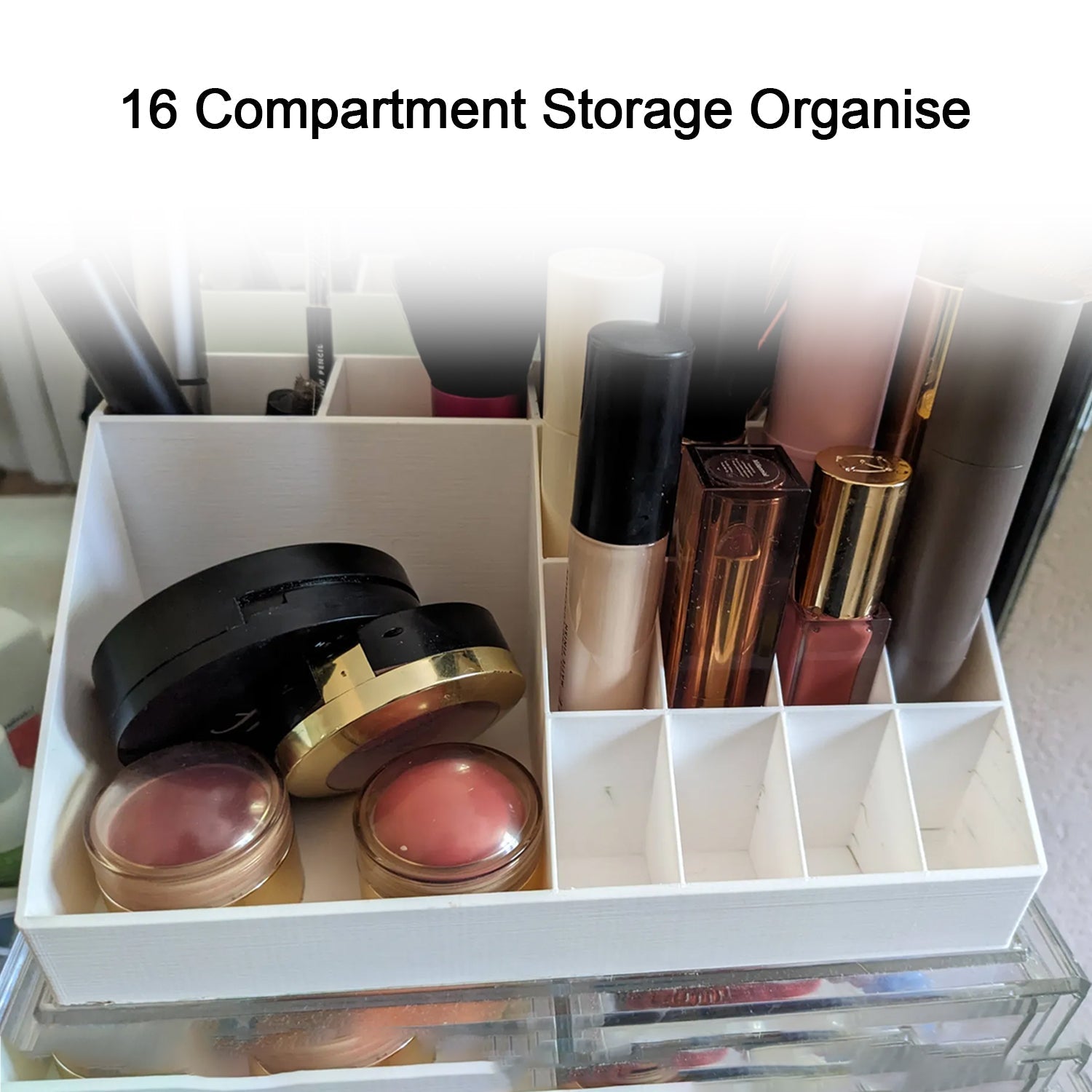 Makeup Organiser Cosmetic Makeup Lipstick Storage Box With Drawer Plastic Case Holder Skin Care Products (1 Pc) Wukusy