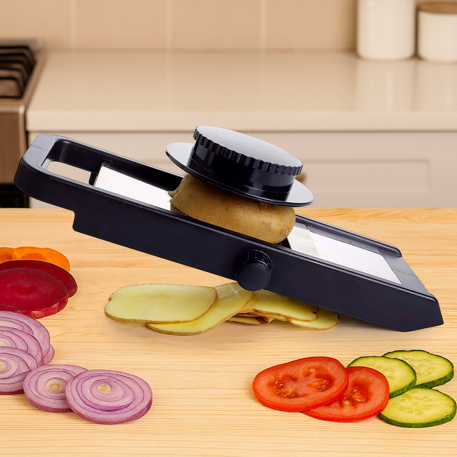 Premium Adjustable Vegetable  Fruit Slicer With Sharp Stainless Steel Blade Wukusy
