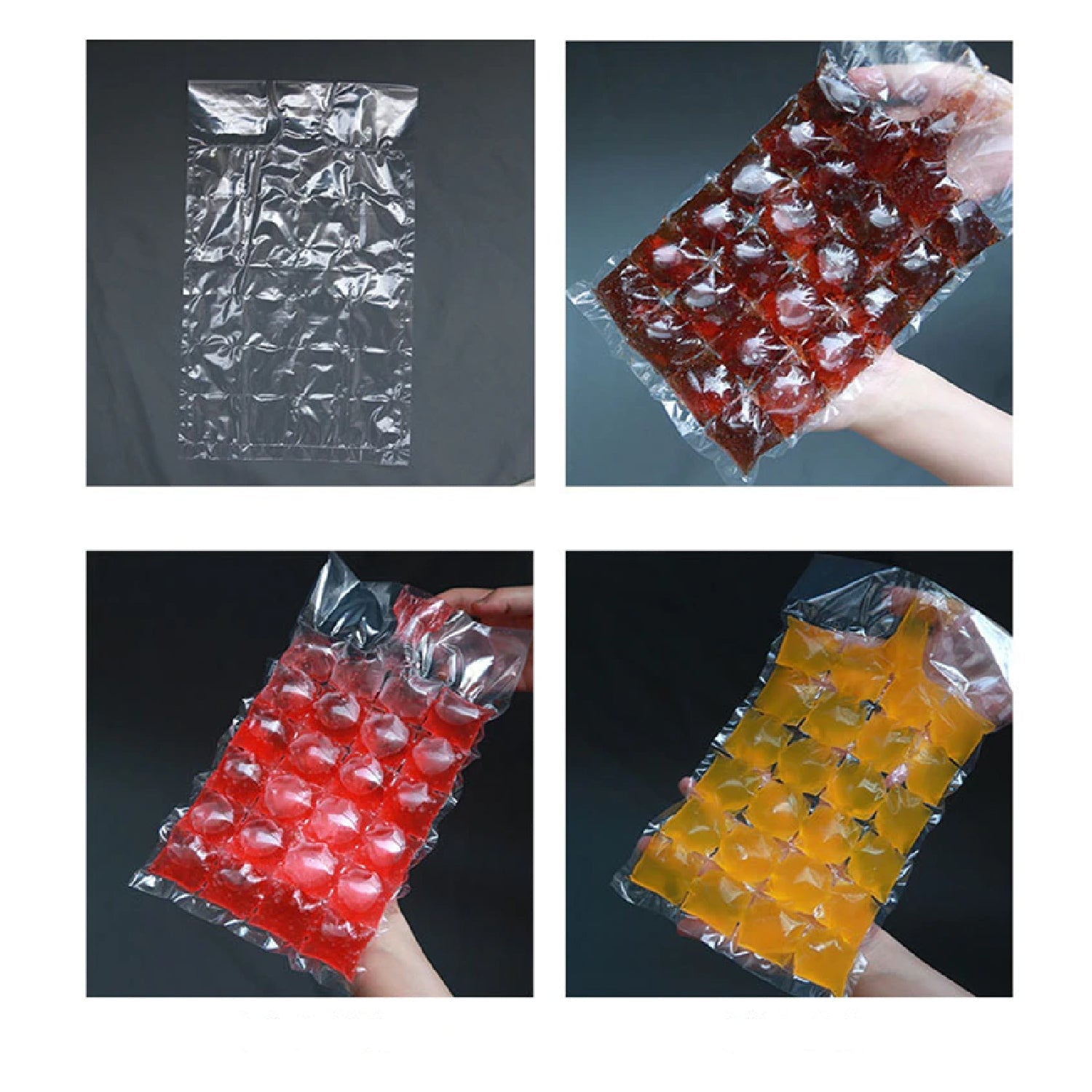 2905 Disposable Ice Cube Bags Stackable Easy Release Ice Cube Mold Trays Self-seal Freezing Makercold Ice Pack Cooler Bag For Cocktail Food Wine Wukusy