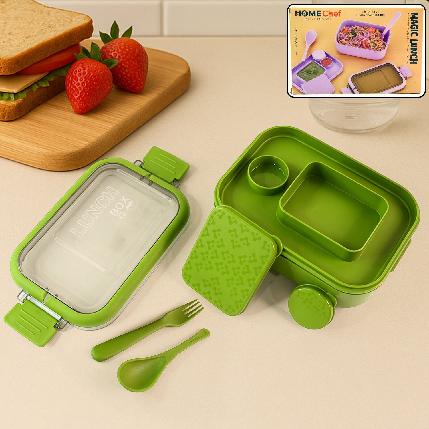 Magic Lunch Box With Leakproof Compartments (1 Pc) Wukusy